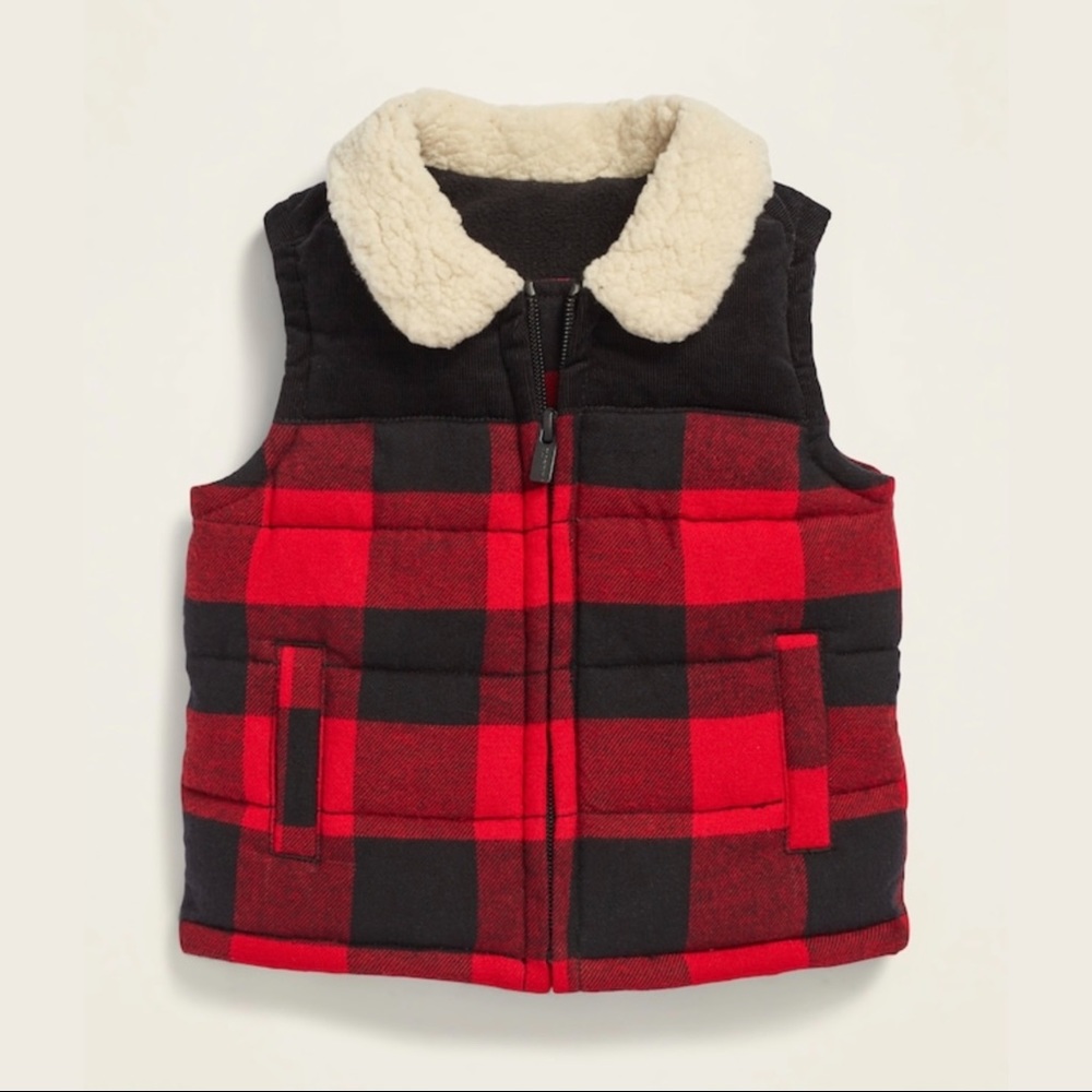 Buffalo Check Sherpa Vest for Baby